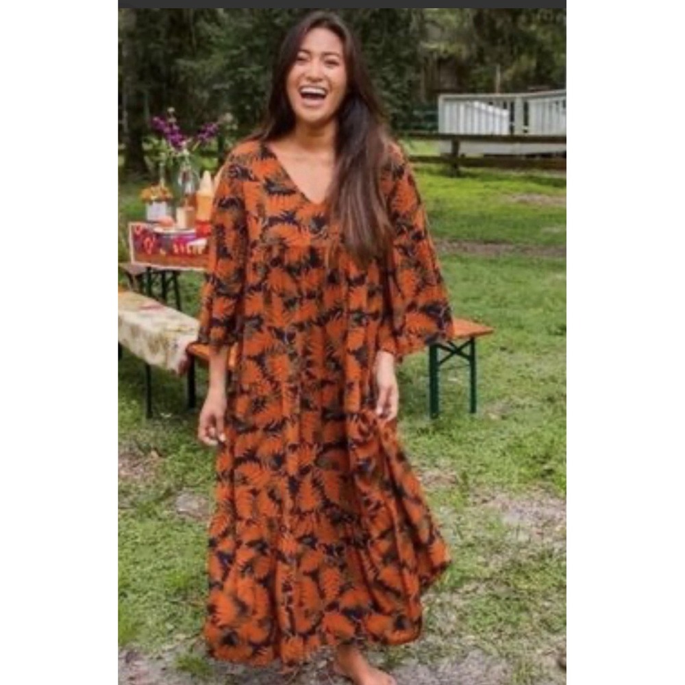 Natural Life Charlotte Boho Dress in Navy/Rust Size Large XL Maxi